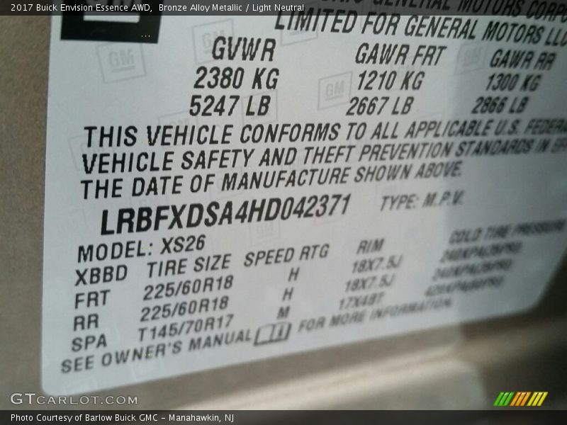 Bronze Alloy Metallic / Light Neutral 2017 Buick Envision Essence AWD