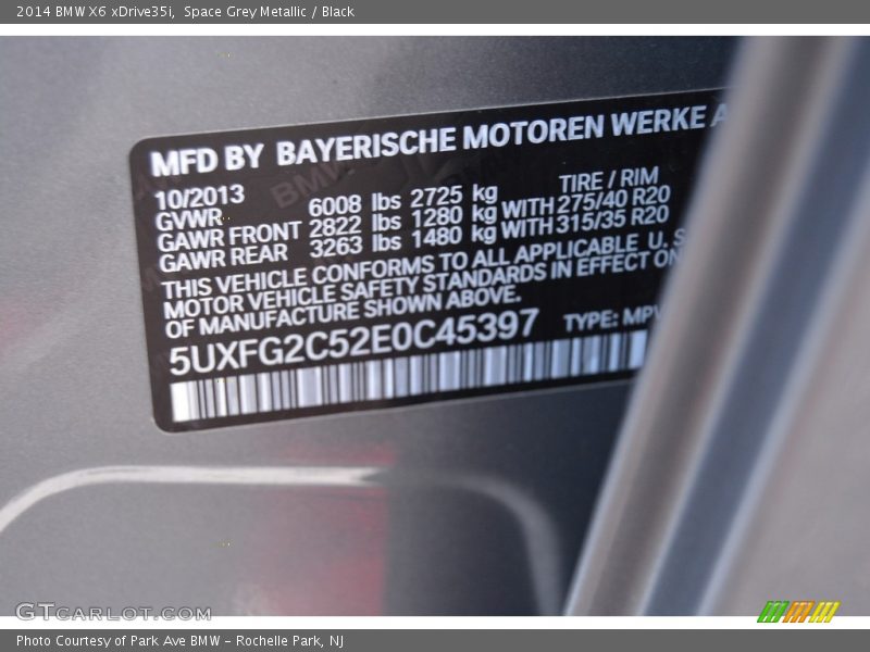 Space Grey Metallic / Black 2014 BMW X6 xDrive35i