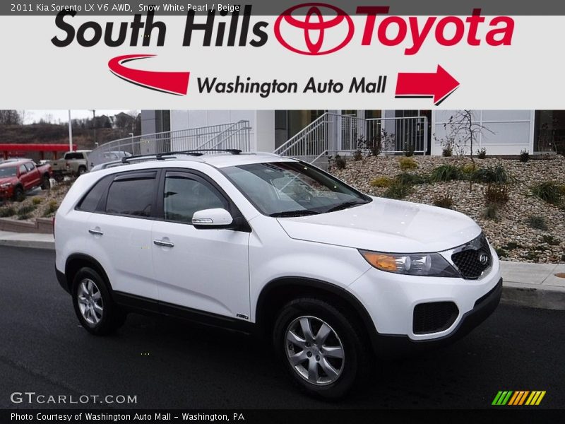 Snow White Pearl / Beige 2011 Kia Sorento LX V6 AWD