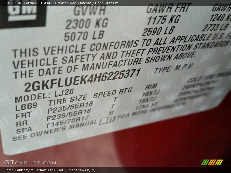 Crimson Red Tintcoat / Light Titanium 2017 GMC Terrain SLT AWD