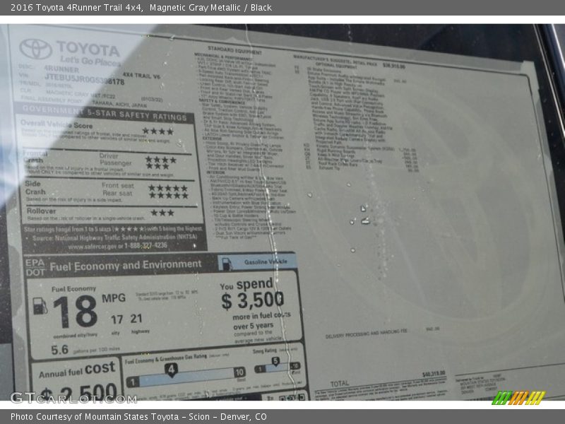 Magnetic Gray Metallic / Black 2016 Toyota 4Runner Trail 4x4