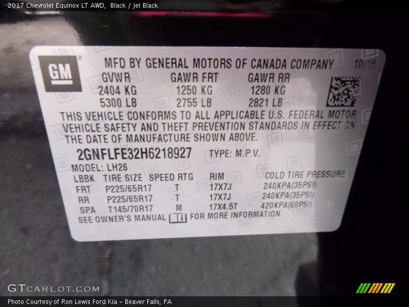 Black / Jet Black 2017 Chevrolet Equinox LT AWD
