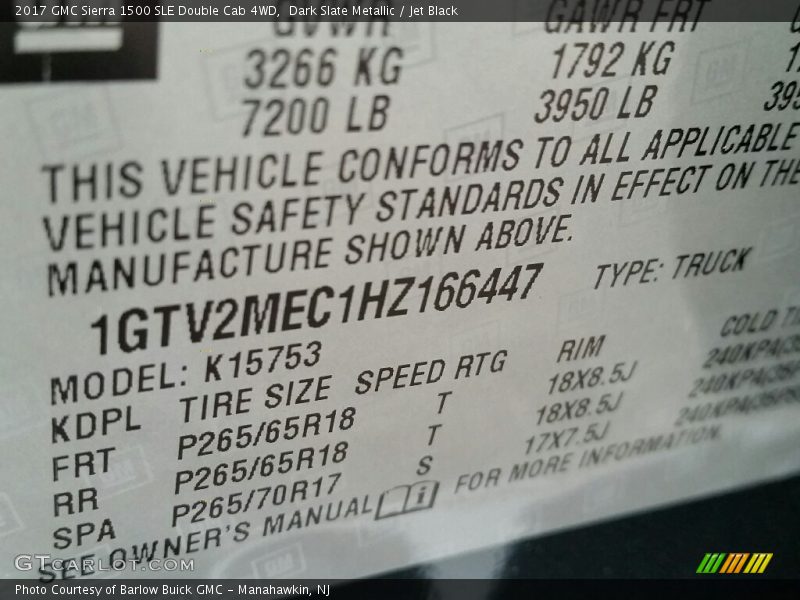 Dark Slate Metallic / Jet Black 2017 GMC Sierra 1500 SLE Double Cab 4WD
