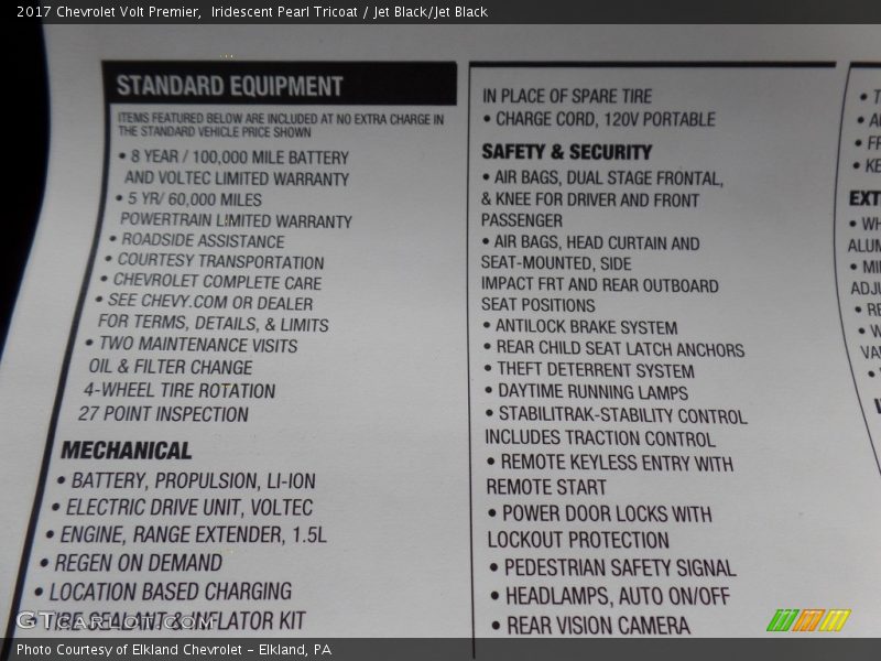 Iridescent Pearl Tricoat / Jet Black/Jet Black 2017 Chevrolet Volt Premier