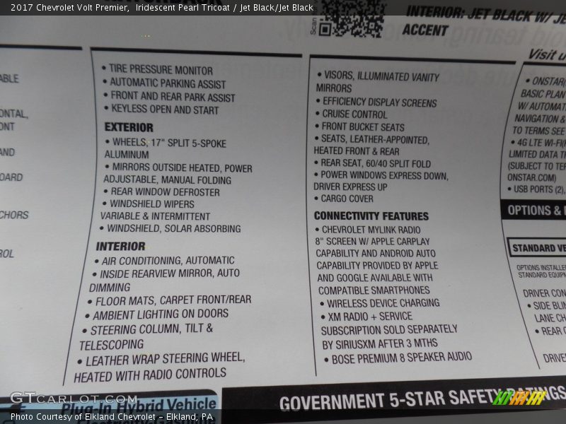 Iridescent Pearl Tricoat / Jet Black/Jet Black 2017 Chevrolet Volt Premier