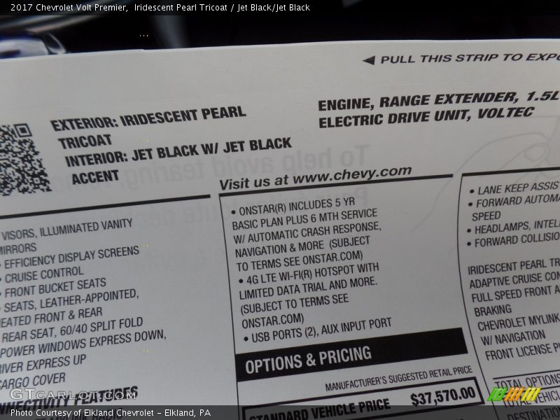  2017 Volt Premier Window Sticker