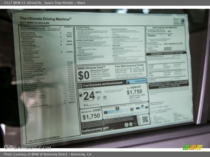 Space Gray Metallic / Black 2017 BMW X3 sDrive28i