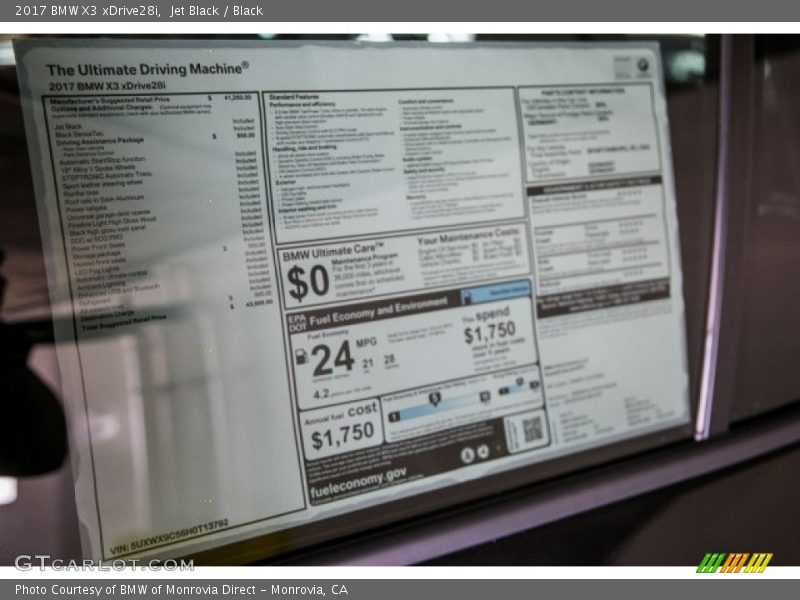 Jet Black / Black 2017 BMW X3 xDrive28i