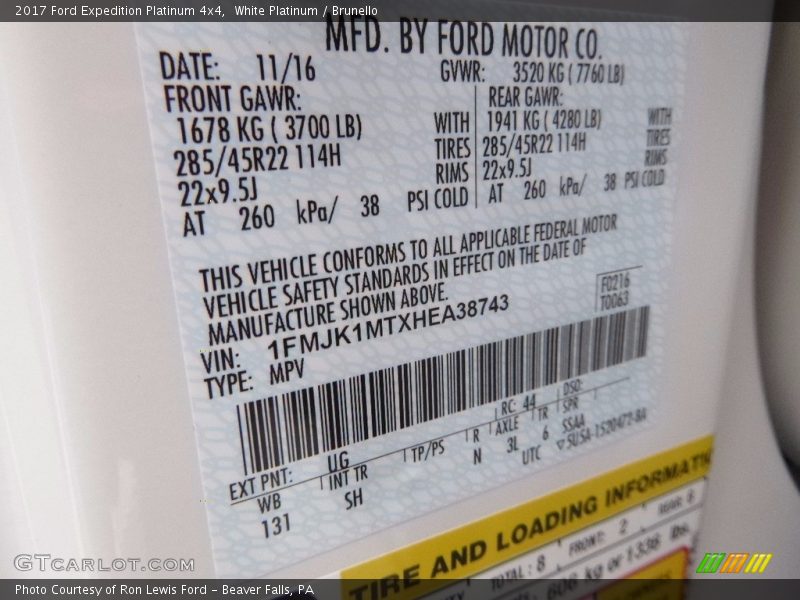White Platinum / Brunello 2017 Ford Expedition Platinum 4x4