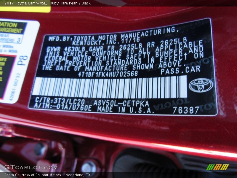 Ruby Flare Pearl / Black 2017 Toyota Camry XSE