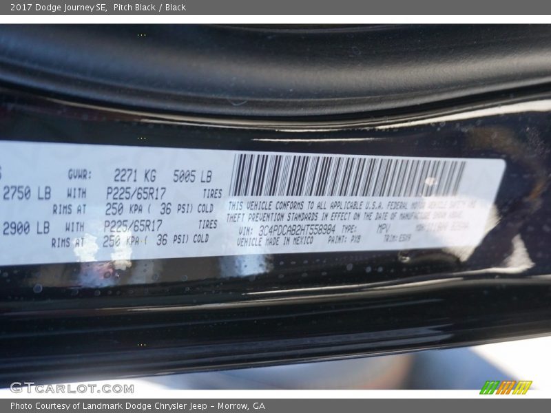 Pitch Black / Black 2017 Dodge Journey SE