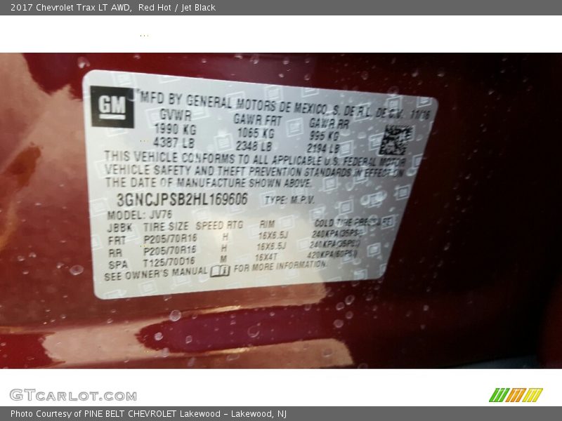 Red Hot / Jet Black 2017 Chevrolet Trax LT AWD