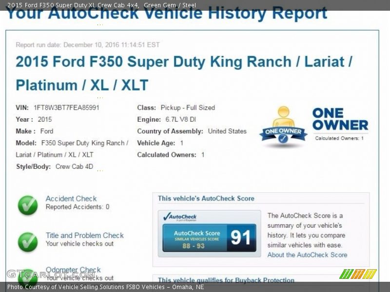 Green Gem / Steel 2015 Ford F350 Super Duty XL Crew Cab 4x4