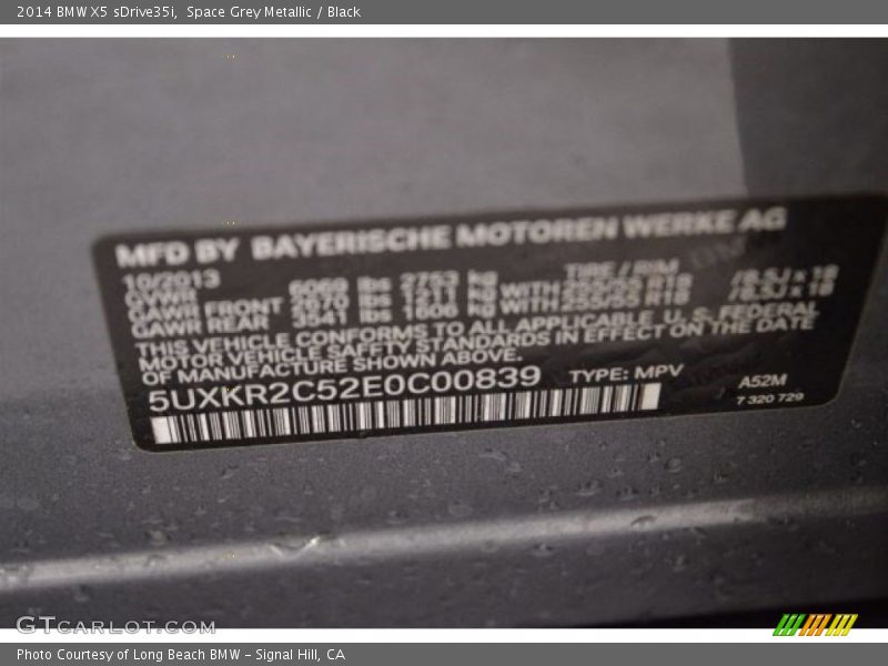 Space Grey Metallic / Black 2014 BMW X5 sDrive35i