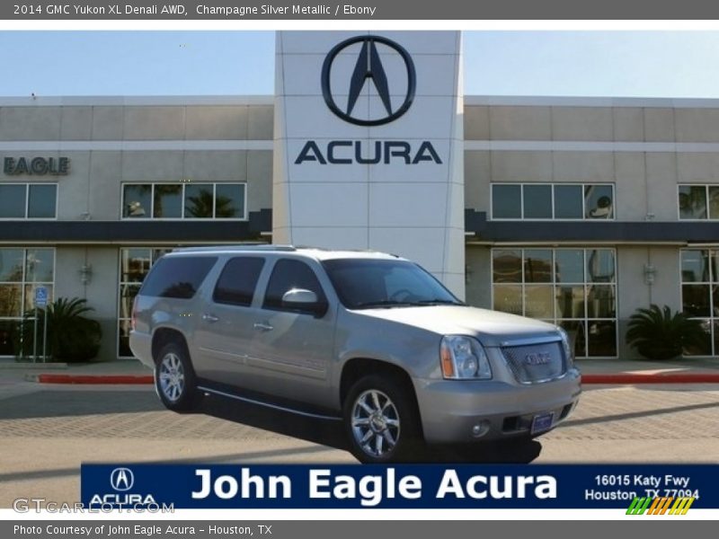 Champagne Silver Metallic / Ebony 2014 GMC Yukon XL Denali AWD
