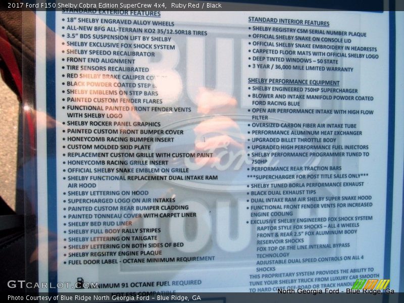 Ruby Red / Black 2017 Ford F150 Shelby Cobra Edition SuperCrew 4x4