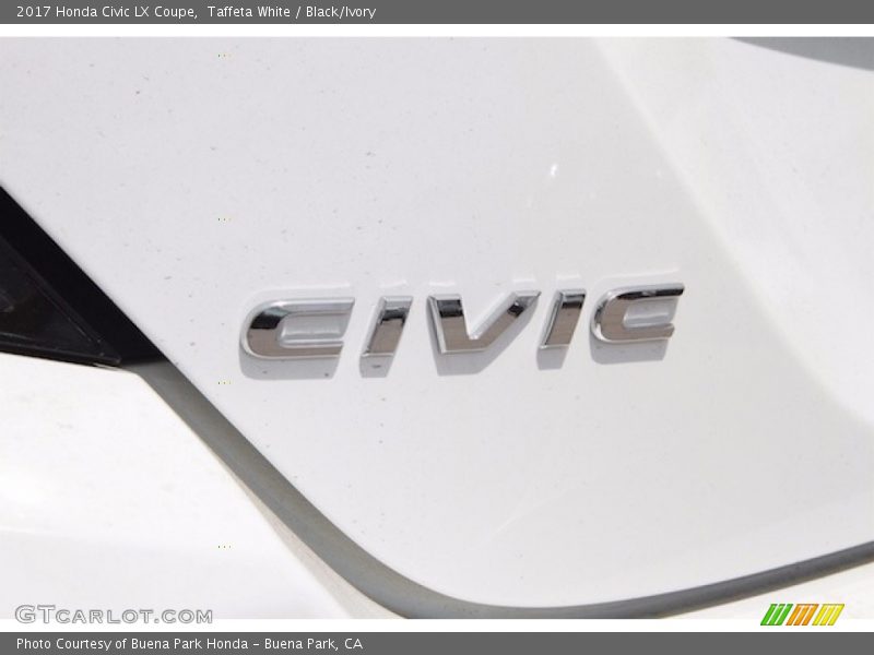 Taffeta White / Black/Ivory 2017 Honda Civic LX Coupe