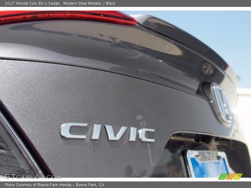Modern Steel Metallic / Black 2017 Honda Civic EX-L Sedan