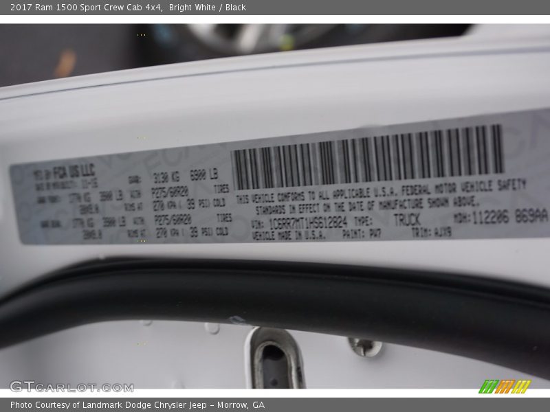 Bright White / Black 2017 Ram 1500 Sport Crew Cab 4x4