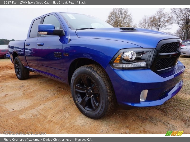 Blue Streak Pearl / Black 2017 Ram 1500 Sport Quad Cab