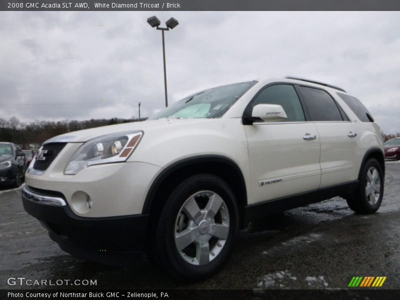 White Diamond Tricoat / Brick 2008 GMC Acadia SLT AWD