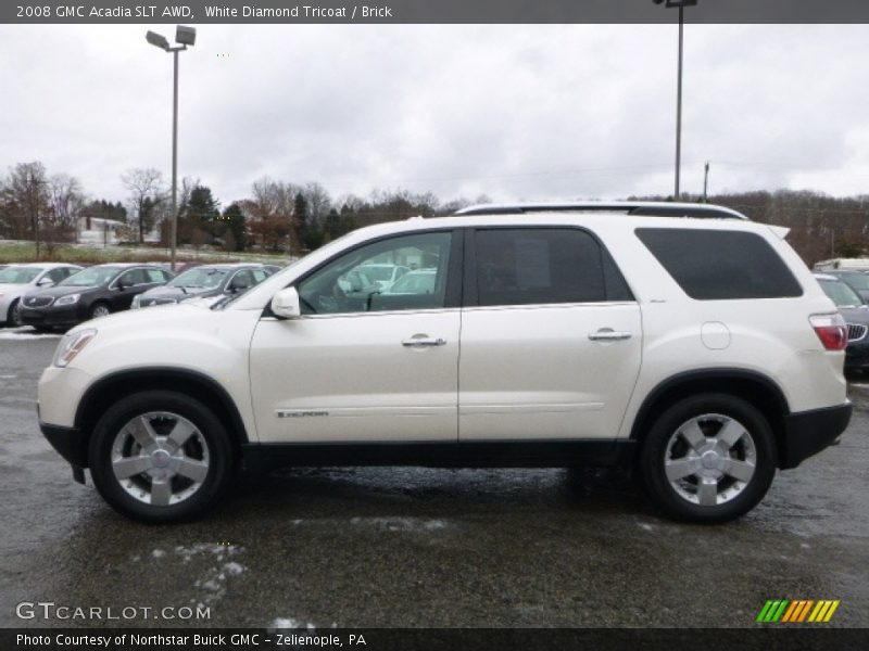 White Diamond Tricoat / Brick 2008 GMC Acadia SLT AWD