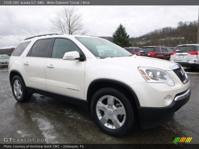 White Diamond Tricoat / Brick 2008 GMC Acadia SLT AWD