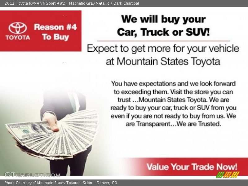 Magnetic Gray Metallic / Dark Charcoal 2012 Toyota RAV4 V6 Sport 4WD