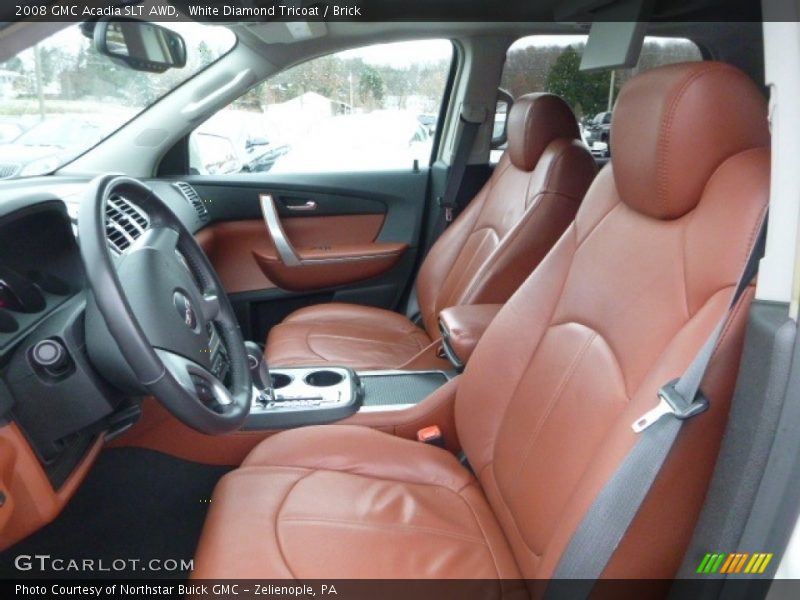 White Diamond Tricoat / Brick 2008 GMC Acadia SLT AWD