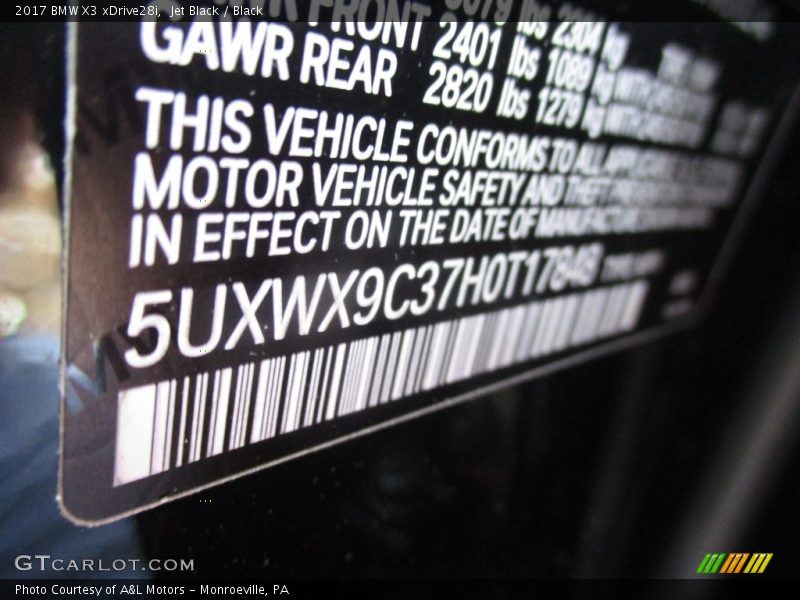 Jet Black / Black 2017 BMW X3 xDrive28i
