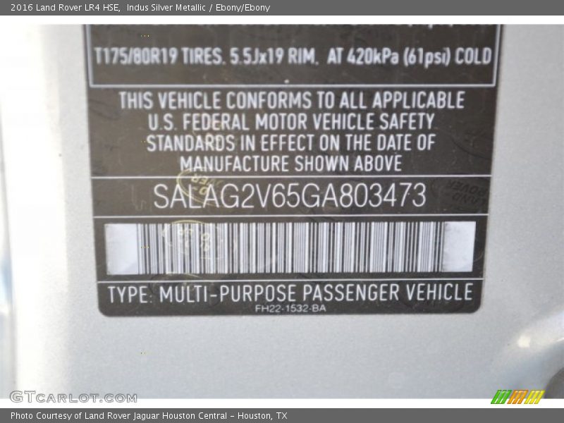 Indus Silver Metallic / Ebony/Ebony 2016 Land Rover LR4 HSE