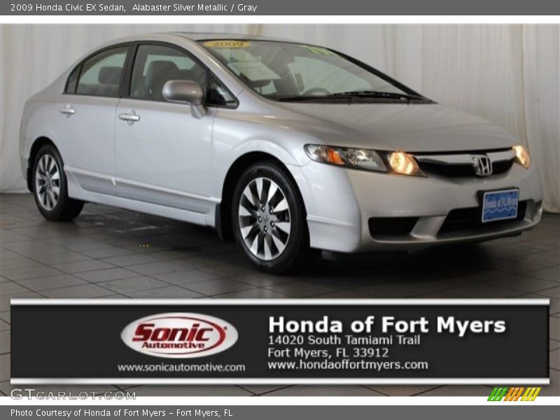 Alabaster Silver Metallic / Gray 2009 Honda Civic EX Sedan
