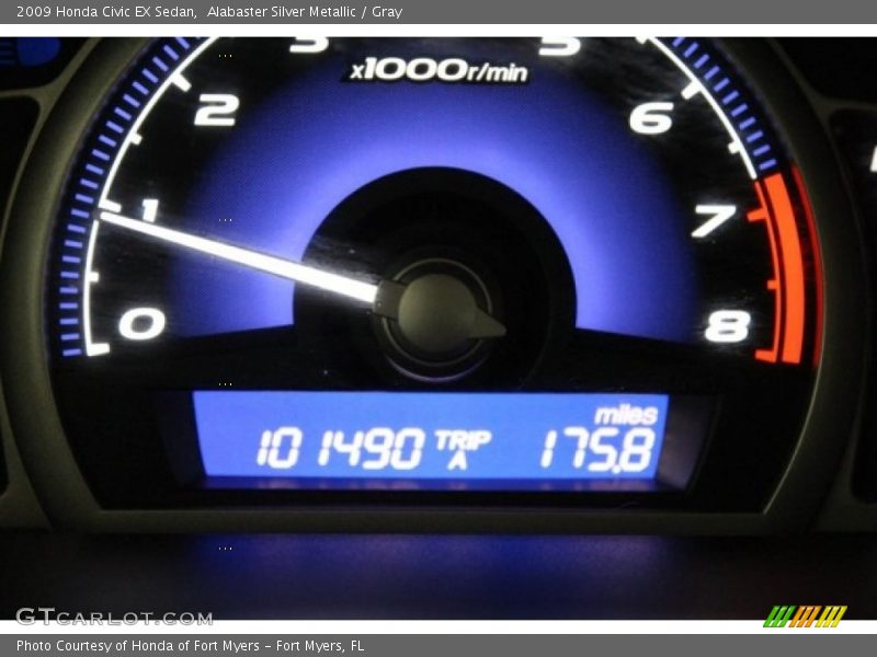 Alabaster Silver Metallic / Gray 2009 Honda Civic EX Sedan