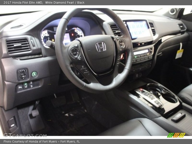 White Diamond Pearl / Black 2017 Honda Pilot Elite AWD