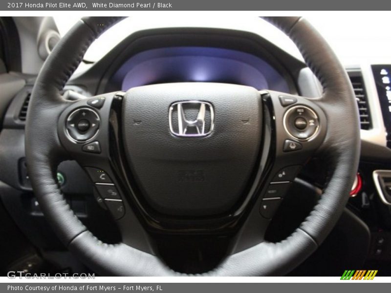 White Diamond Pearl / Black 2017 Honda Pilot Elite AWD