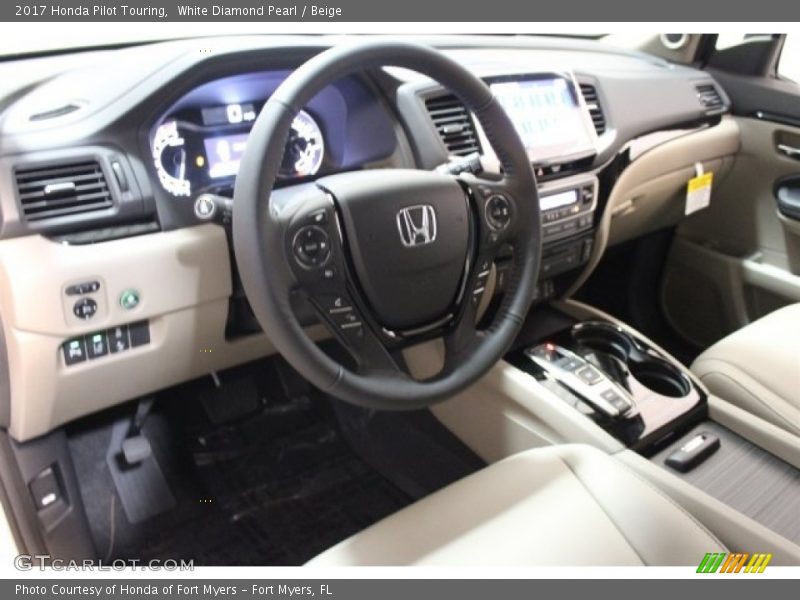 White Diamond Pearl / Beige 2017 Honda Pilot Touring