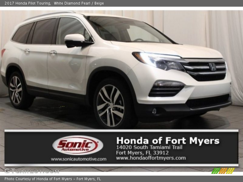 White Diamond Pearl / Beige 2017 Honda Pilot Touring