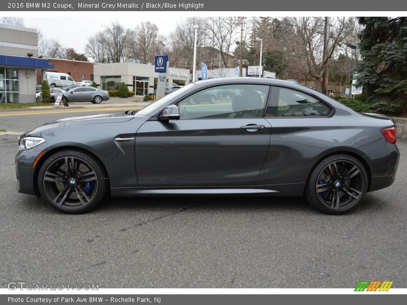 Mineral Grey Metallic / Black/Blue Highlight 2016 BMW M2 Coupe