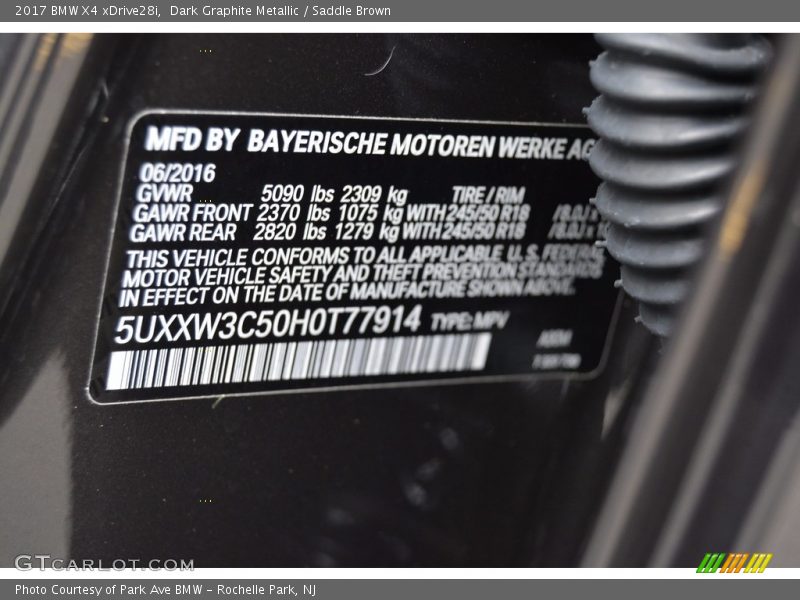 Dark Graphite Metallic / Saddle Brown 2017 BMW X4 xDrive28i