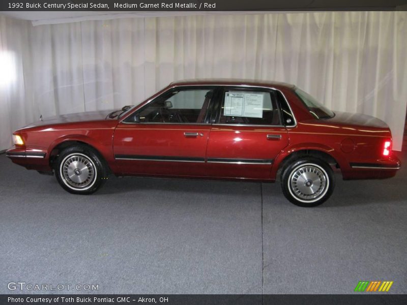 Medium Garnet Red Metallic / Red 1992 Buick Century Special Sedan