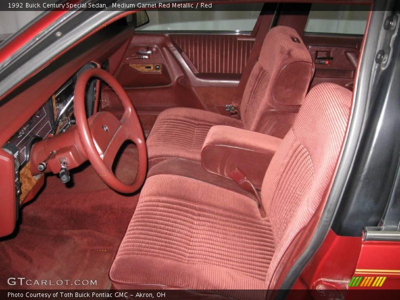 Medium Garnet Red Metallic / Red 1992 Buick Century Special Sedan