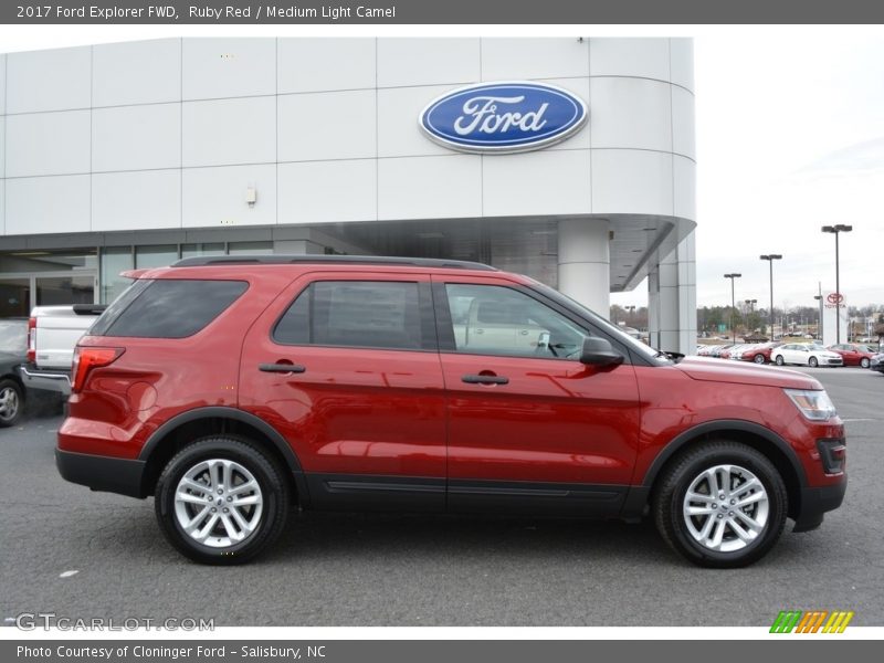 Ruby Red / Medium Light Camel 2017 Ford Explorer FWD