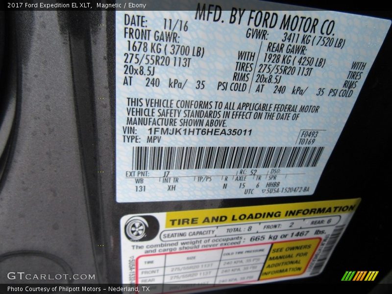 2017 Expedition EL XLT Magnetic Color Code J7
