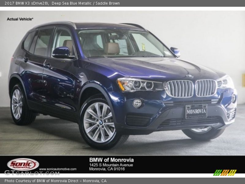 Deep Sea Blue Metallic / Saddle Brown 2017 BMW X3 sDrive28i
