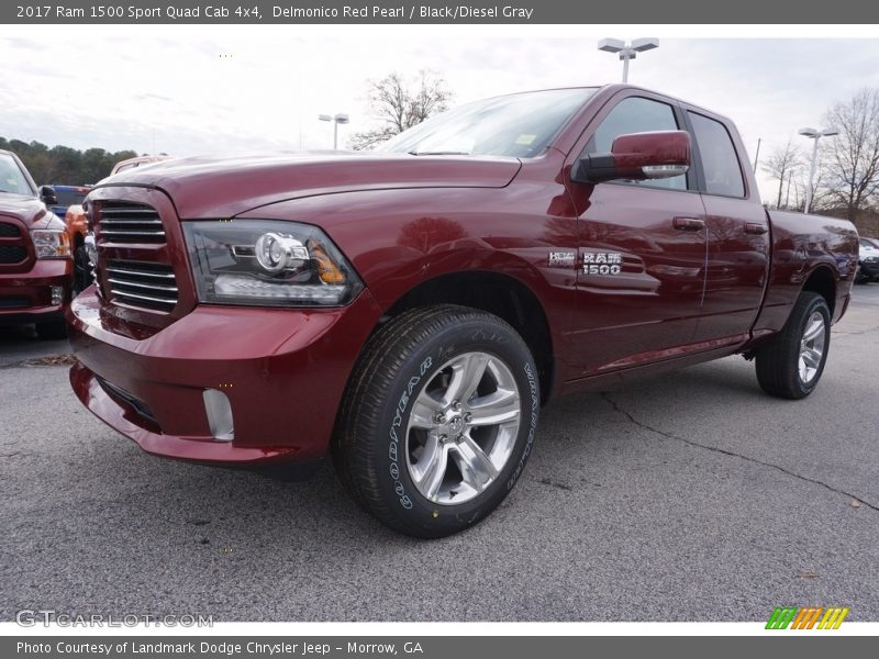 Delmonico Red Pearl / Black/Diesel Gray 2017 Ram 1500 Sport Quad Cab 4x4