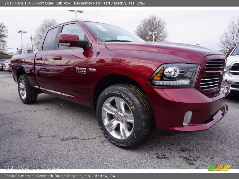 Delmonico Red Pearl / Black/Diesel Gray 2017 Ram 1500 Sport Quad Cab 4x4