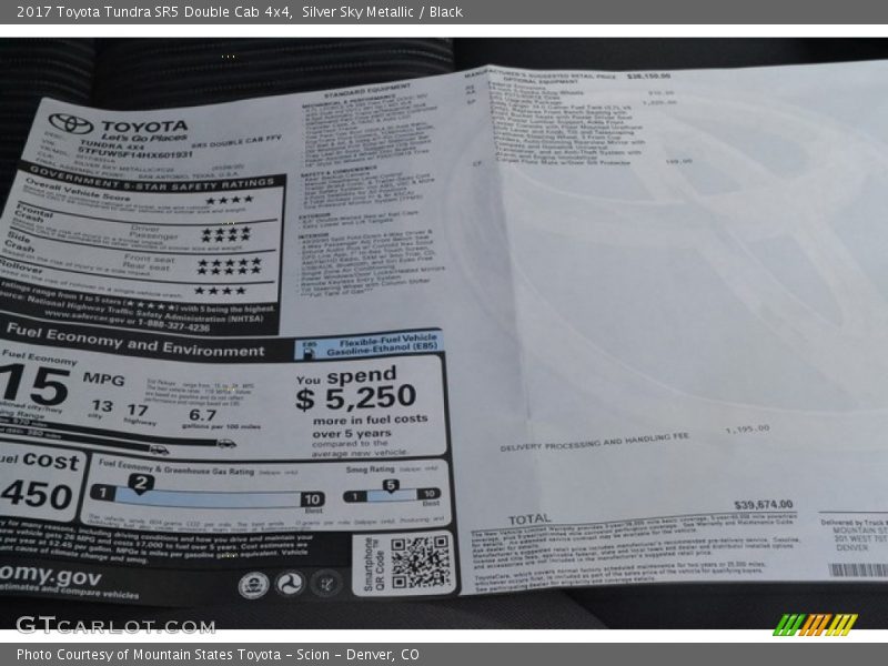 Silver Sky Metallic / Black 2017 Toyota Tundra SR5 Double Cab 4x4