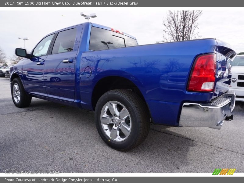 Blue Streak Pearl / Black/Diesel Gray 2017 Ram 1500 Big Horn Crew Cab