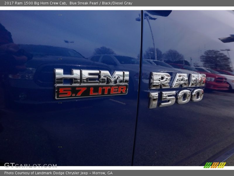 Blue Streak Pearl / Black/Diesel Gray 2017 Ram 1500 Big Horn Crew Cab