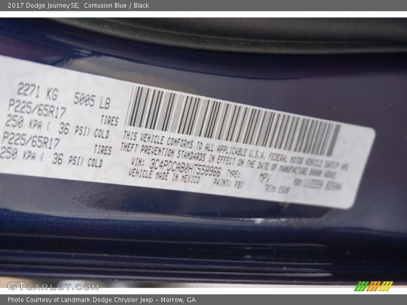 Contusion Blue / Black 2017 Dodge Journey SE
